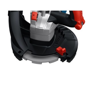 Detailaufnahme: Bosch Professional GBR 18V-15 S Akku-Betonschleifer mit Schleifteller und Absaughaube.