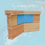 Detailansicht Weka Massivholzpool, kesseldruckimprägniertes Holz mit blauer Folie.