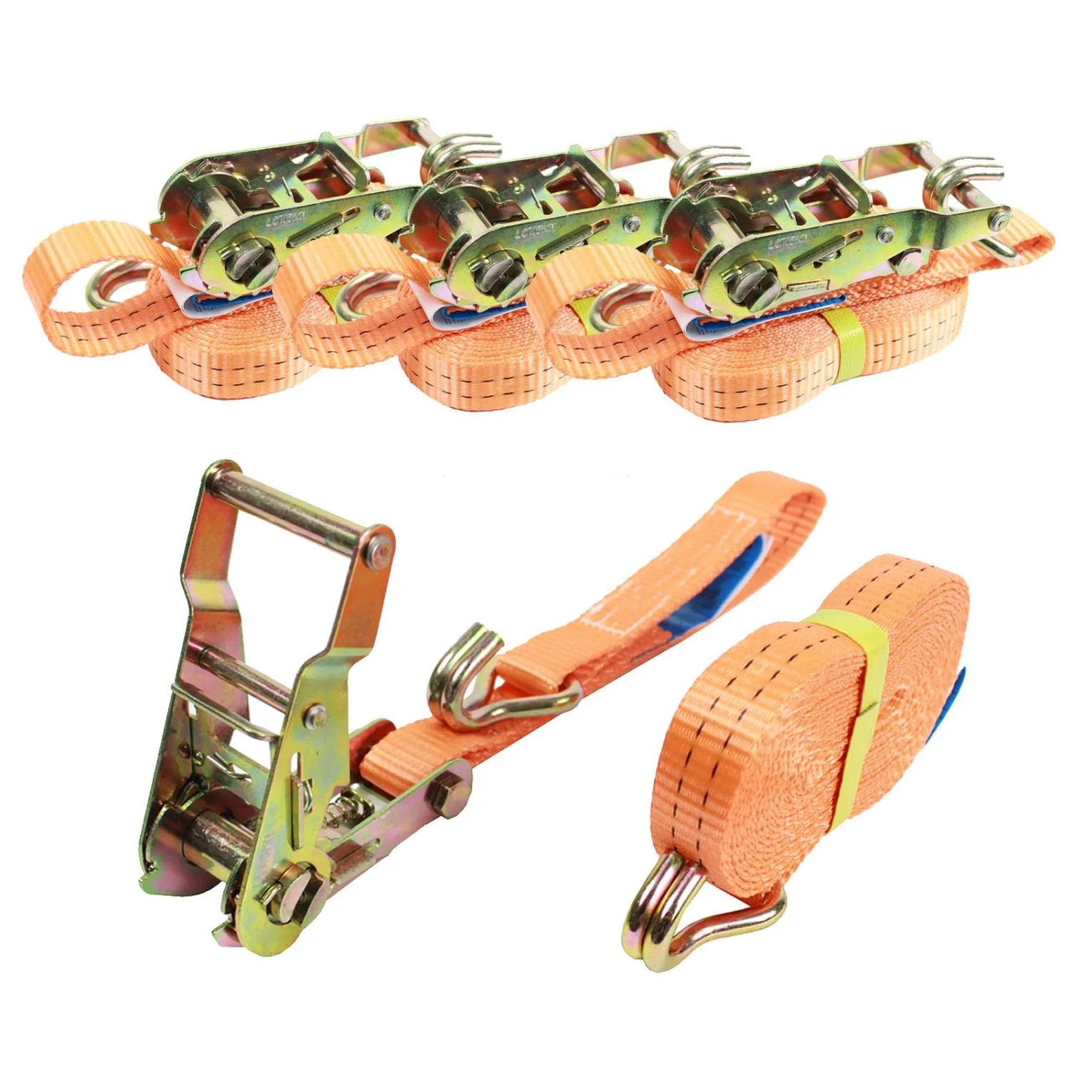 TRUTZHOLM 4x Profi Ratschen Spanngurt 2 Teilig 5m 1,5t 1500kg TÜV/GS Orange