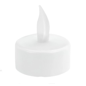 Weißes LED-Teelicht mit flackerndem Licht, Teil eines 24-teiligen Sets.