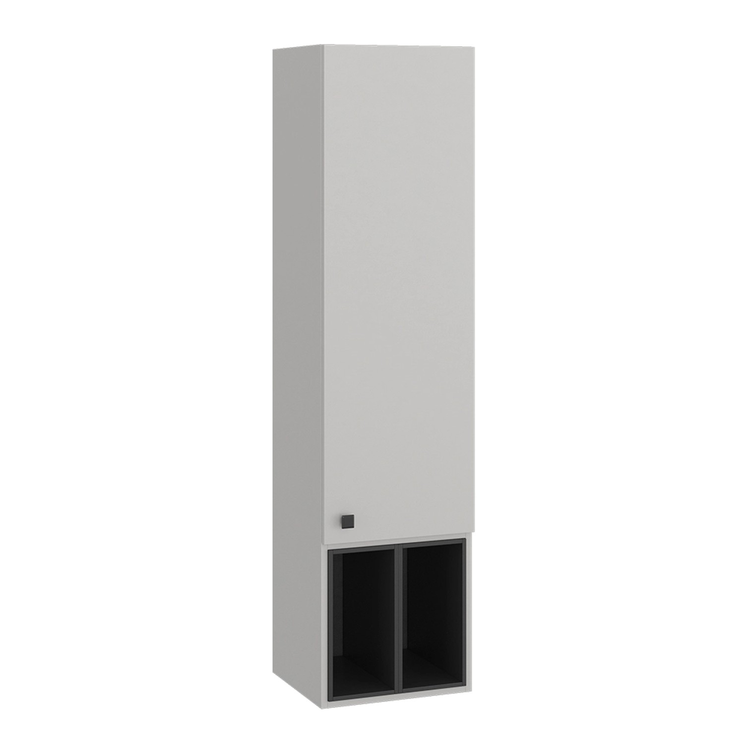 Vicco Badschrank Gerta Grau/Schwarz 38 x 150 cm mit Tür und Offenen Fächern