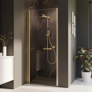 Breuer Drehtür Elana 2.0 für Nische Klarglas 200 cm x 80 cm Gold Anschlag L