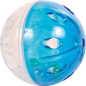Jollypaw Rasselball, blau-transparent, mit Löchern, 4,5 cm Durchmesser, für Katzen.