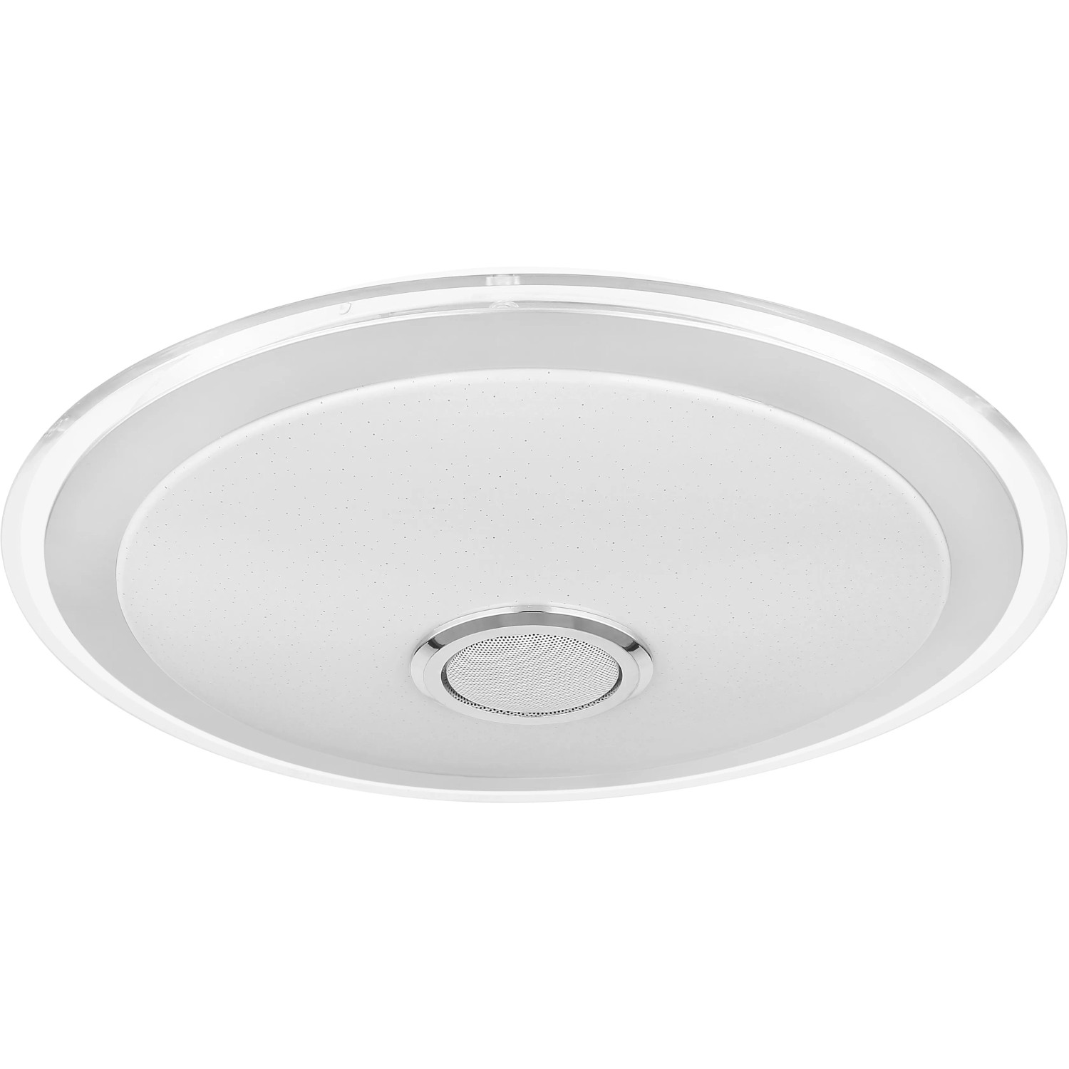 Weiße, runde Globo LED-Deckenleuchte Dunny mit Lautsprecher, 430x105 mm.