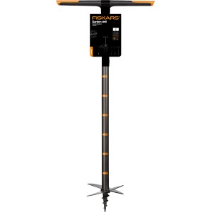 Fiskars QuikDrill L Erdbohrer 200 mm für Bodenbearbeitung, mit T-Griff und Stahlbohrer.