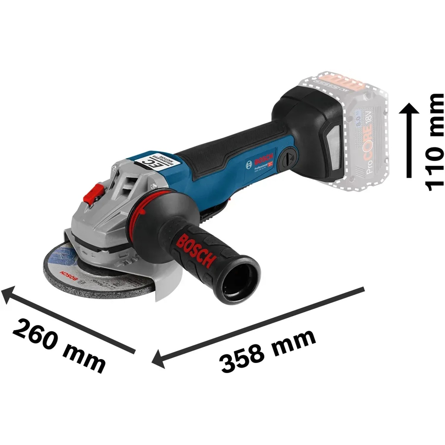 Bosch Professional Akku-Kombi-Kit GWS 18V-10 PC + GBH 18V-26 in L-Boxx mit Zubehör.