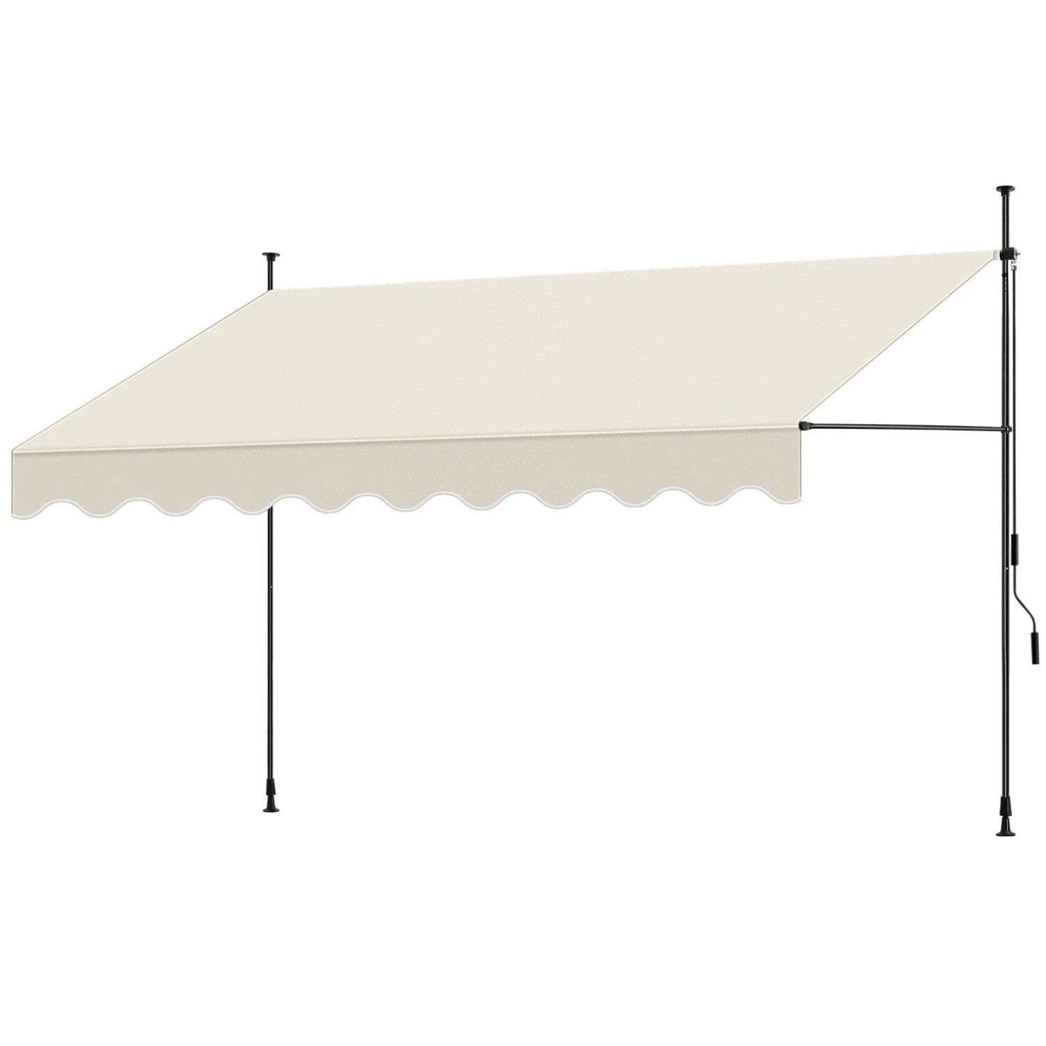 Tectake Klemmmarkise Mit Handkurbel  Ohne Bohren  Uv Beständig Höhenverstellbar 211   304 cm 350 x 180 cm 180 x 350 x 304 cm Beige