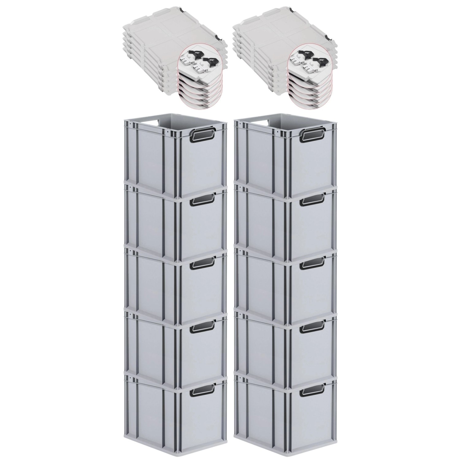 PROREGAL SuperSparSet 10x Eurobox Nextgen Color Mit Scharnierdeckel HxBxT 3 günstig online kaufen