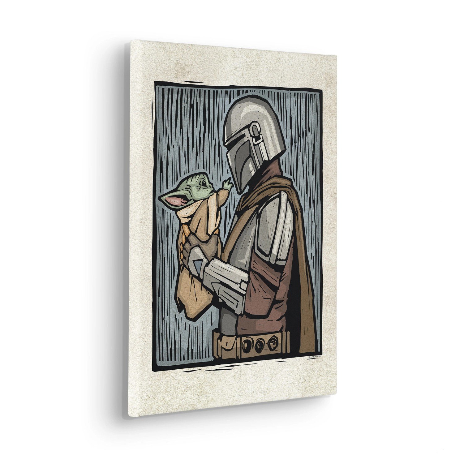 Komar Keilrahmenbild Star Wars The Mandalorian Lino-Cut Beige günstig online kaufen
