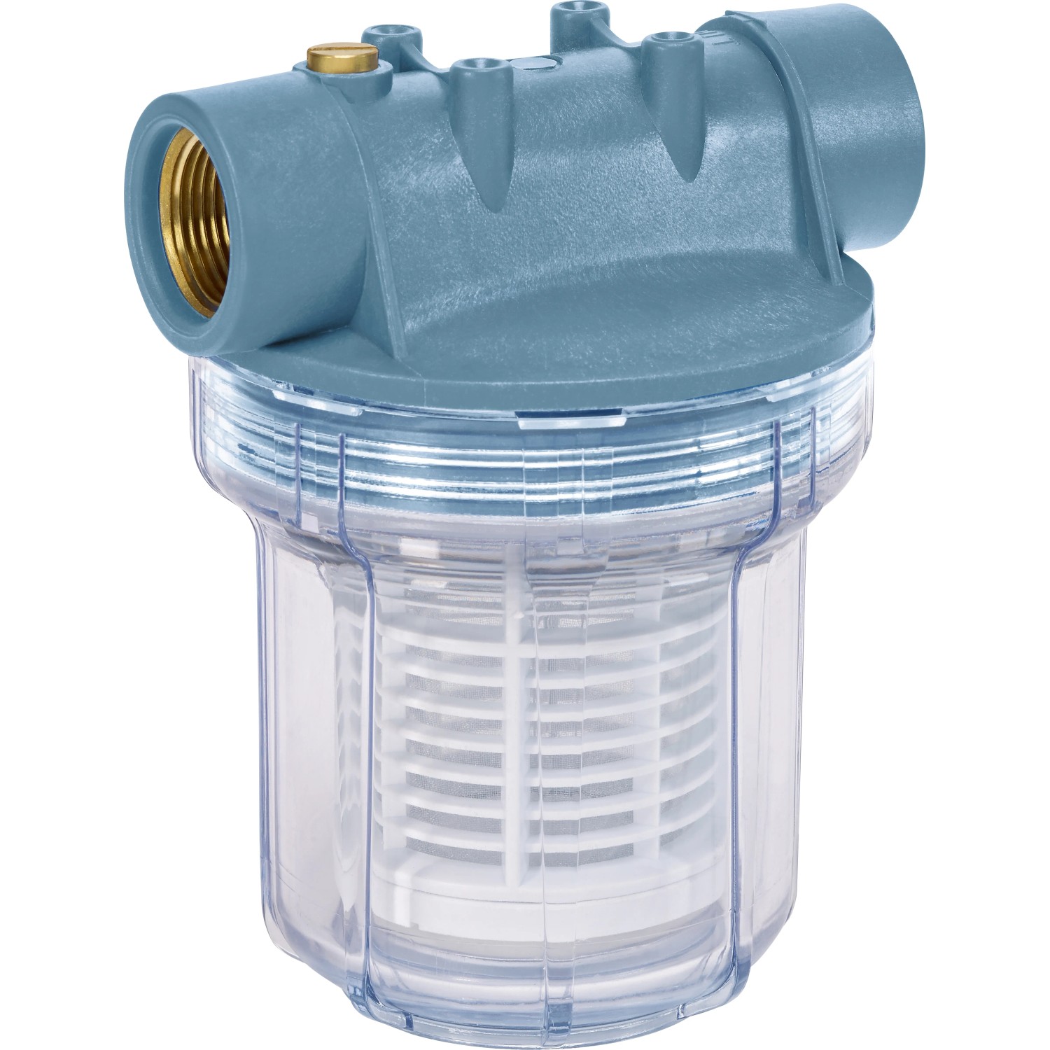 Vorfilter für Gartenpumpen und -automaten, 1 Liter Fassungsvermögen, schützt vor Verschmutzung.