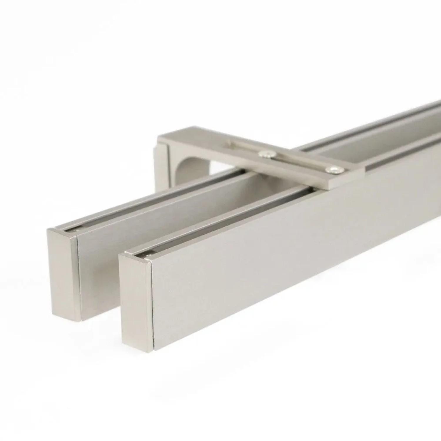 Deco-Raum Gardinenschiene nach Maß 2-Lauf Loft Edelstahl-Optik 400cm