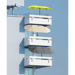 Schneider Balkonschirm Salerno, 300x150 cm, Apfelgrün, mit Kurbel, auf Balkonen.