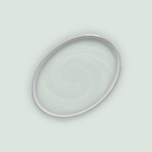 Tadessi Color Vista Wandfarbe Pastellgrün, mattes Mintgrün. Farbmuster mit hellem ovalen Rahmen.