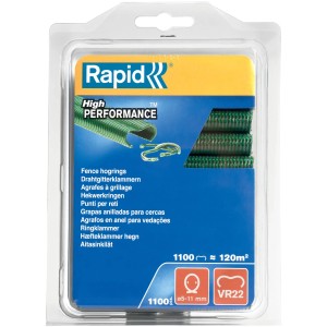 Rapid Ringklammern VR22, grün, 1100 Stück, für Zäune und Maschendraht.
