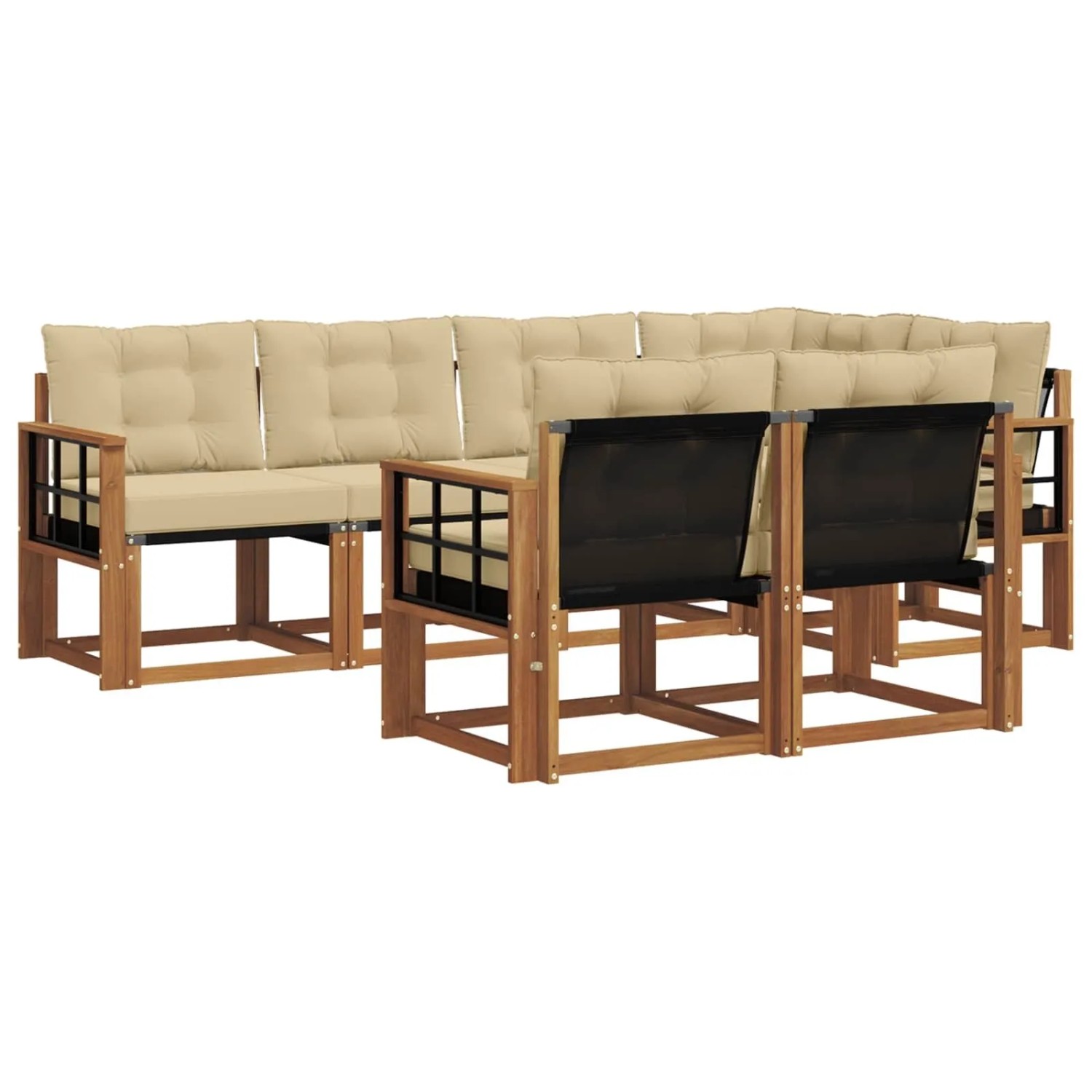 vidaXL Outdoor-Sofagarnitur mit Kissen 7-Tlg Natur und Beige 3368768