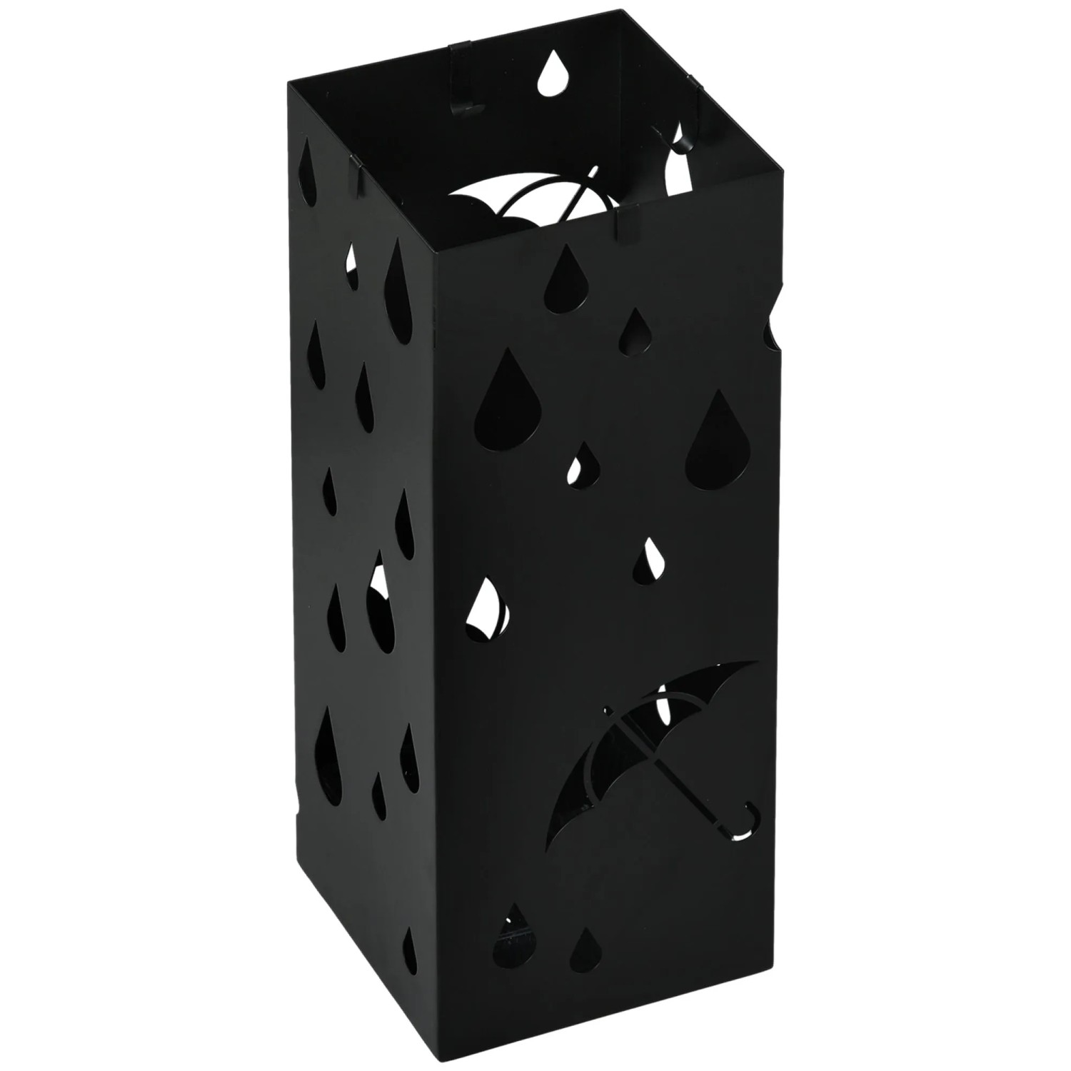Furnicato Schirmständer Mit 4 Haken Tropfschale Stahl Schwarz