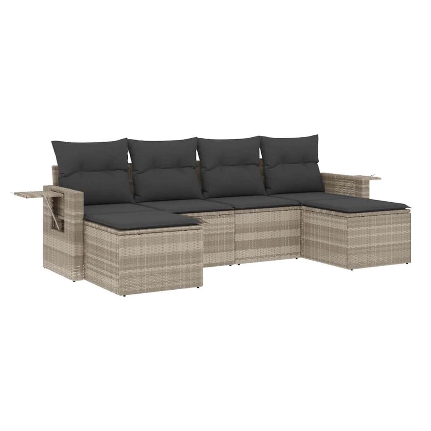 vidaXL 6-Tlg Garten-Sofagarnitur mit Kissen Hellgrau Poly Rattan 3220521 günstig online kaufen