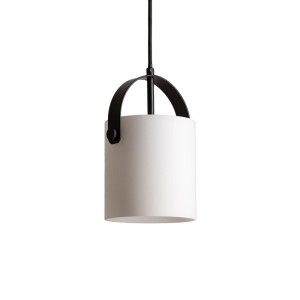 Rendl Pendelleuchte Julietta mit zylindrischem Opalglas und schwarzem Metallgestell. Elegante Hängelampe.