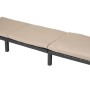 MCW Poly-Rattan Sonnenliege A51 in Anthrazit mit cremefarbenen, dreiteiligen Kissen. Verstellbare Gartenliege.