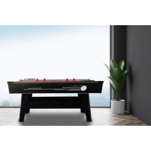 Schwarzer Cougar Hattrick Hero Airhockey-Tisch mit roten Details für Spiel & Spaß.