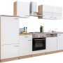 Respekta Küchenzeile LBKB280ESW, 280 cm, Weiß und Eiche Sonoma Sägerau Dekor.