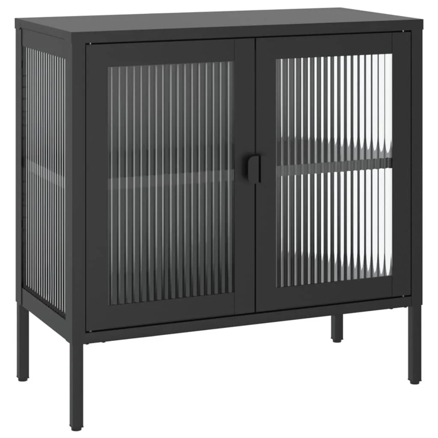 vidaXL Sideboard Schwarz 70x35x70 cm Glas und Stahl 353001 günstig online kaufen