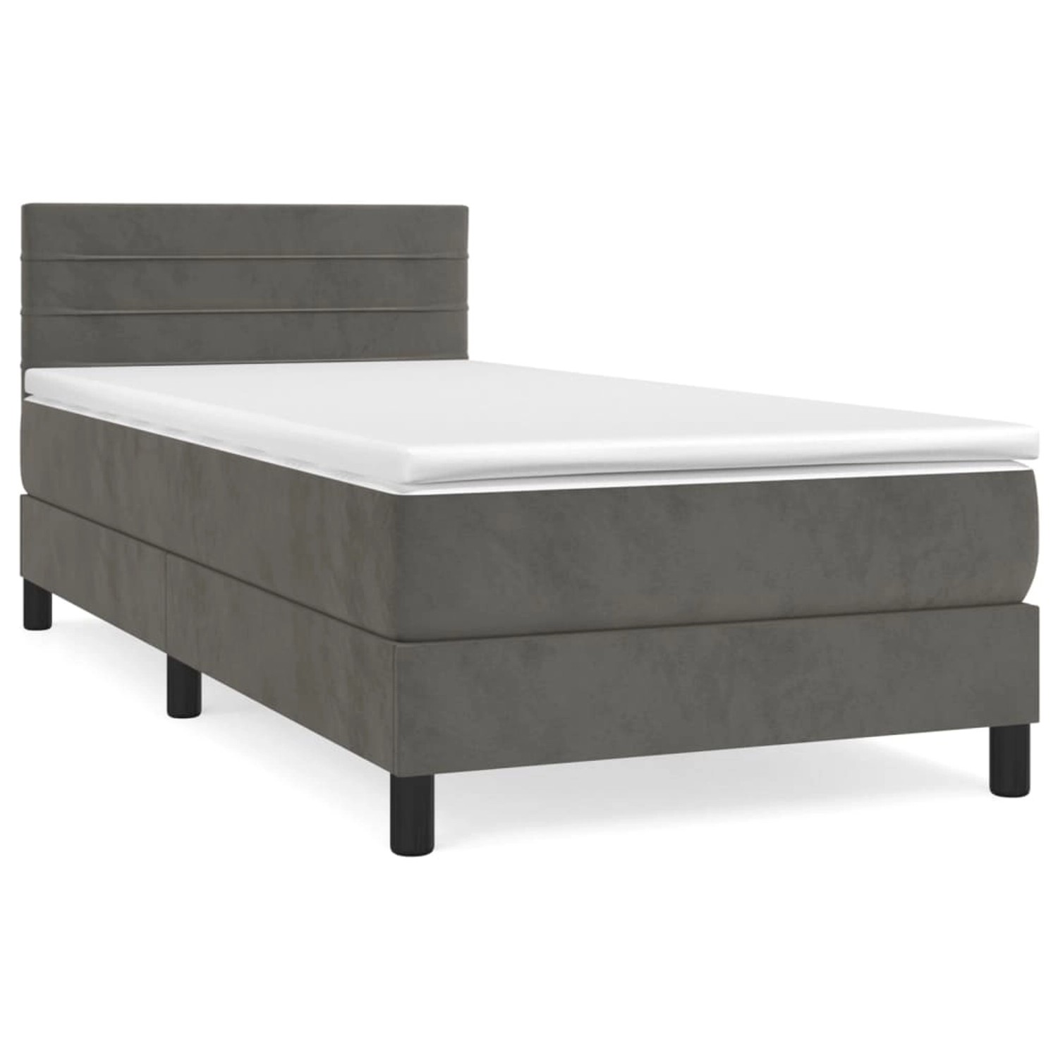 Thumbnail - vidaXL Boxspringbett mit Matratze Dunkelgrau 90x200 cm Samt1389956