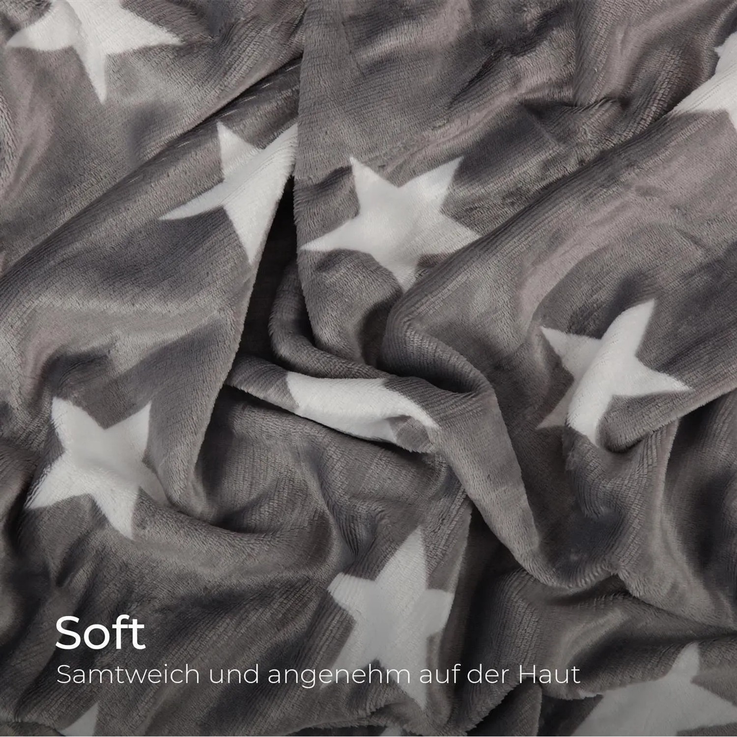 Anthrazitfarbenes Spannbettlaken mit Sternenmuster, Cashmere Touch, 160x200 cm.