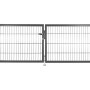 Anthrazitfarbenes Solid Doppeltor aus Stahl mit Stabmattenfüllung, 100x300 cm.