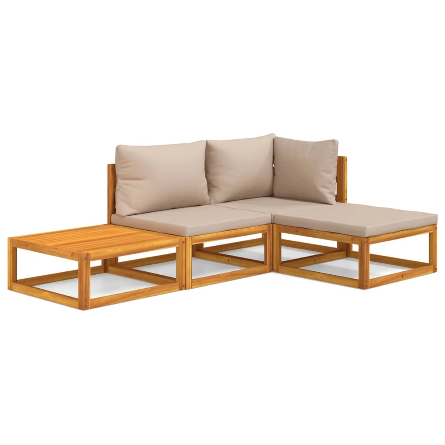 Vidaxl 4-tlg. Garten-lounge-set Mit Taupe Kissen Massivholz günstig online kaufen