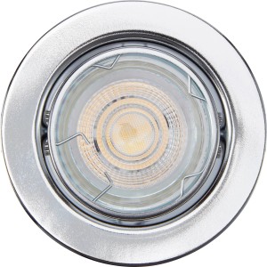 LED-Einbauleuchte, 3er-Set, chromfarben. Metallgehäuse mit warmweißem Licht.
