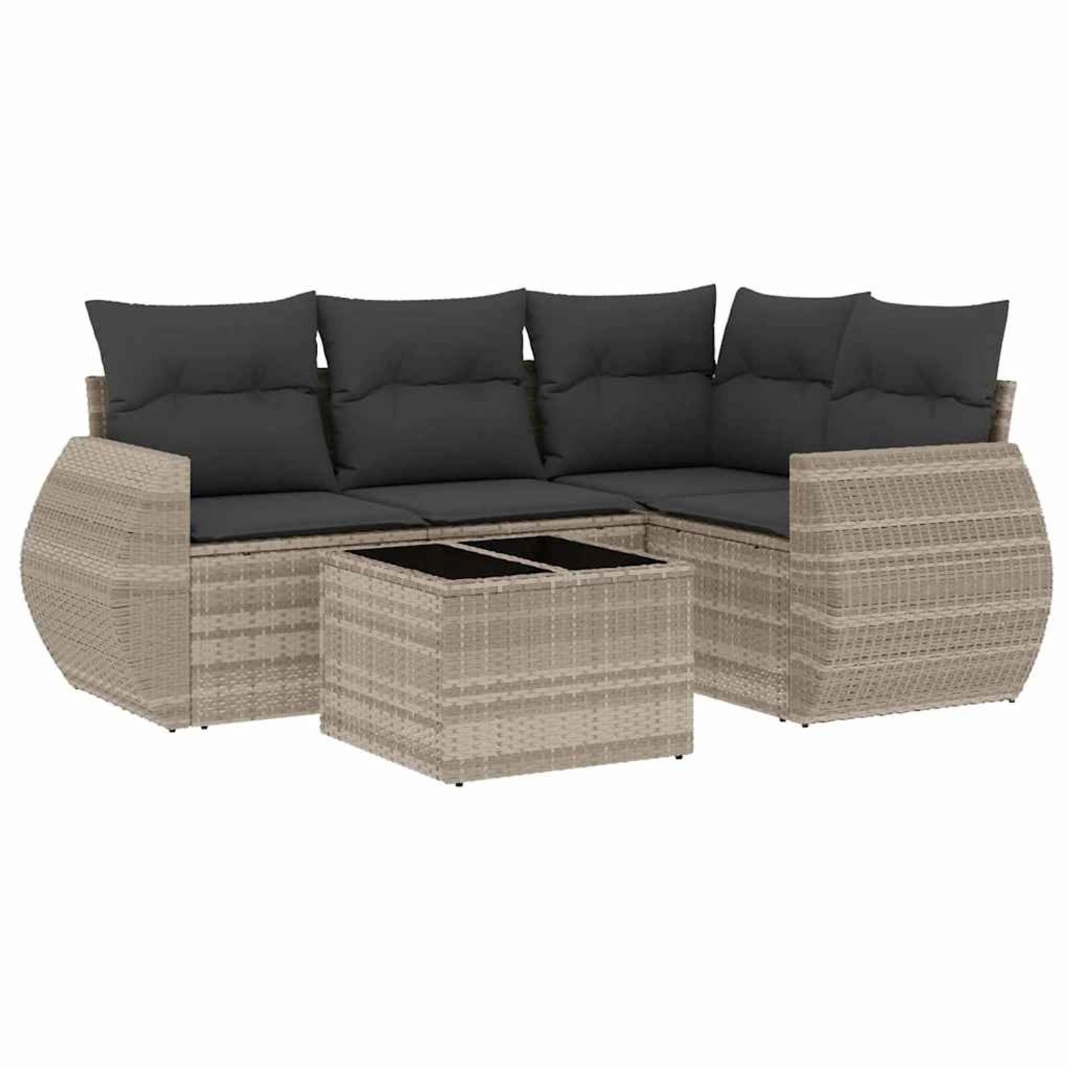 vidaXL 5-Tlg Garten-Sofagarnitur mit Kissen Hellgrau Poly Rattan 3253659 günstig online kaufen
