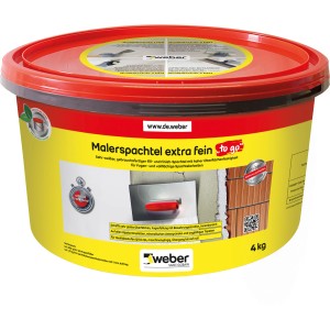 Weber Malerspachtel extra fein To Go, 4 kg Eimer. Gebrauchsfertige Ausgleichsmasse für glatte Wände und Decken.