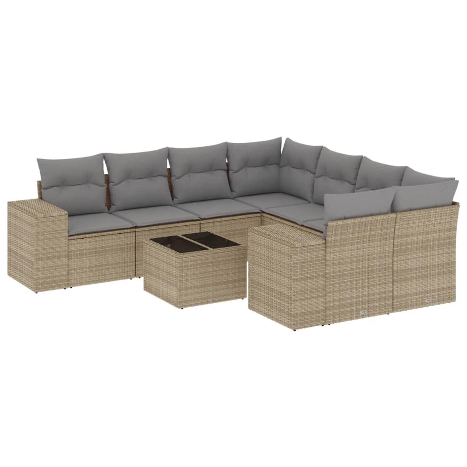 vidaXL 9-Tlg Garten-Sofagarnitur mit Kissen Beige Poly Rattan 3254696 günstig online kaufen