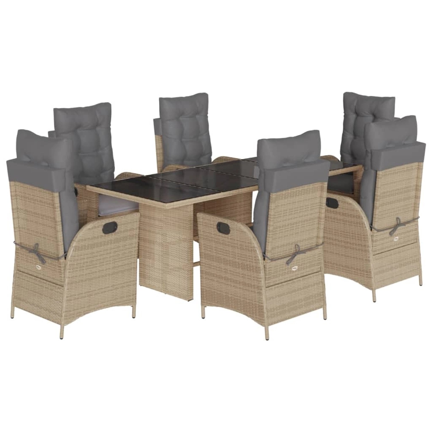 vidaXL 7-Tlg Garten-Essgruppe mit Kissen Beigemischung Poly Rattan 3213127 günstig online kaufen