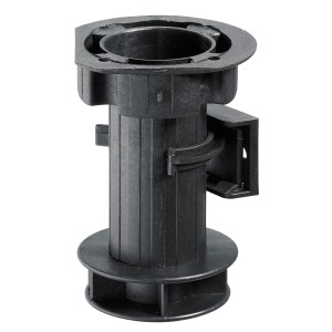 Schwarzer Hettich Sockel-Verstellfuß, höhenverstellbar für Küchenschränke, mit Klip.