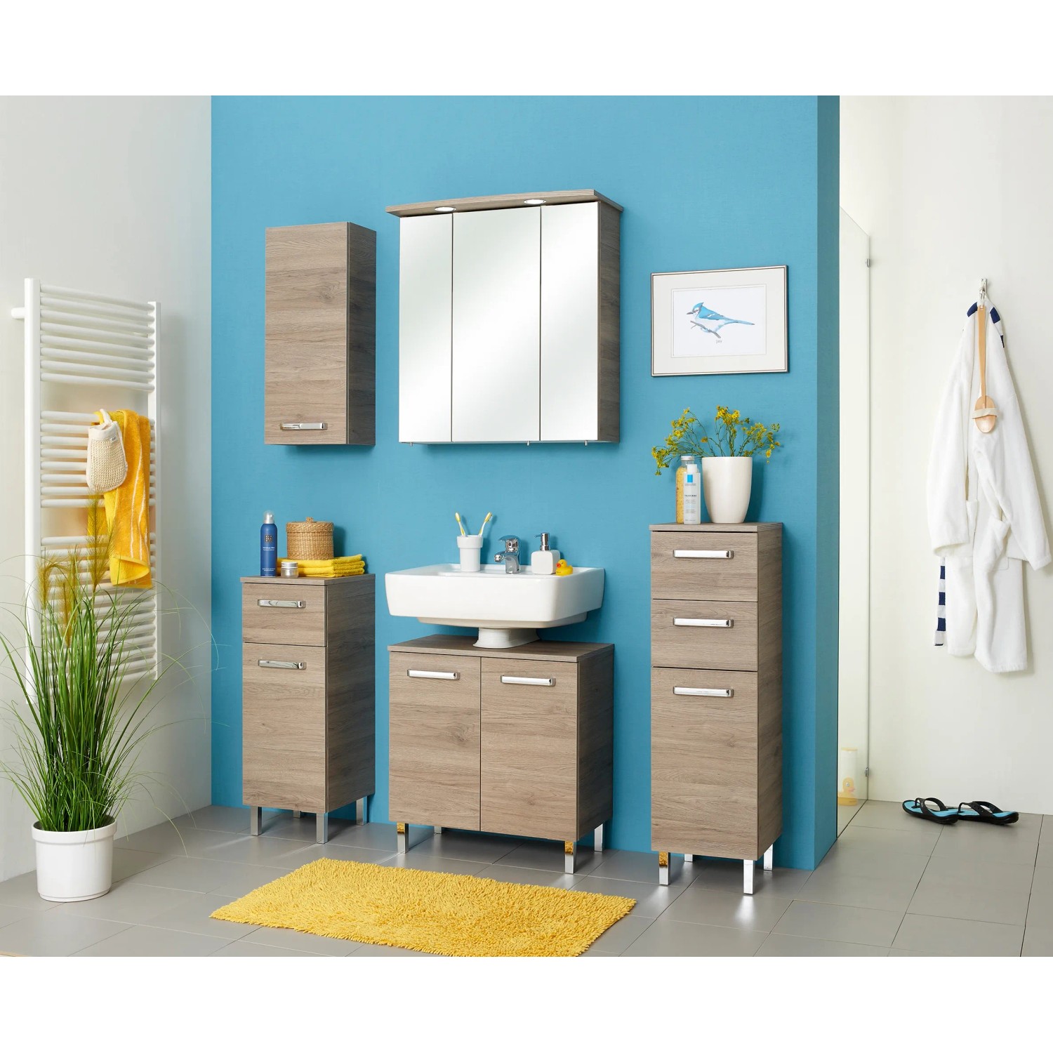 Pelipal Bad-Hochschrank Quickset 313 Sanremo Eiche, 30 cm breit, im Badezimmer-Set.