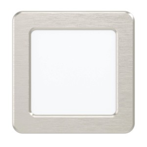 Quadratischer Eglo LED-Einbauspot Fueva 5 in Nickel matt, 11,7x11,7 cm. Warmweißes Licht.