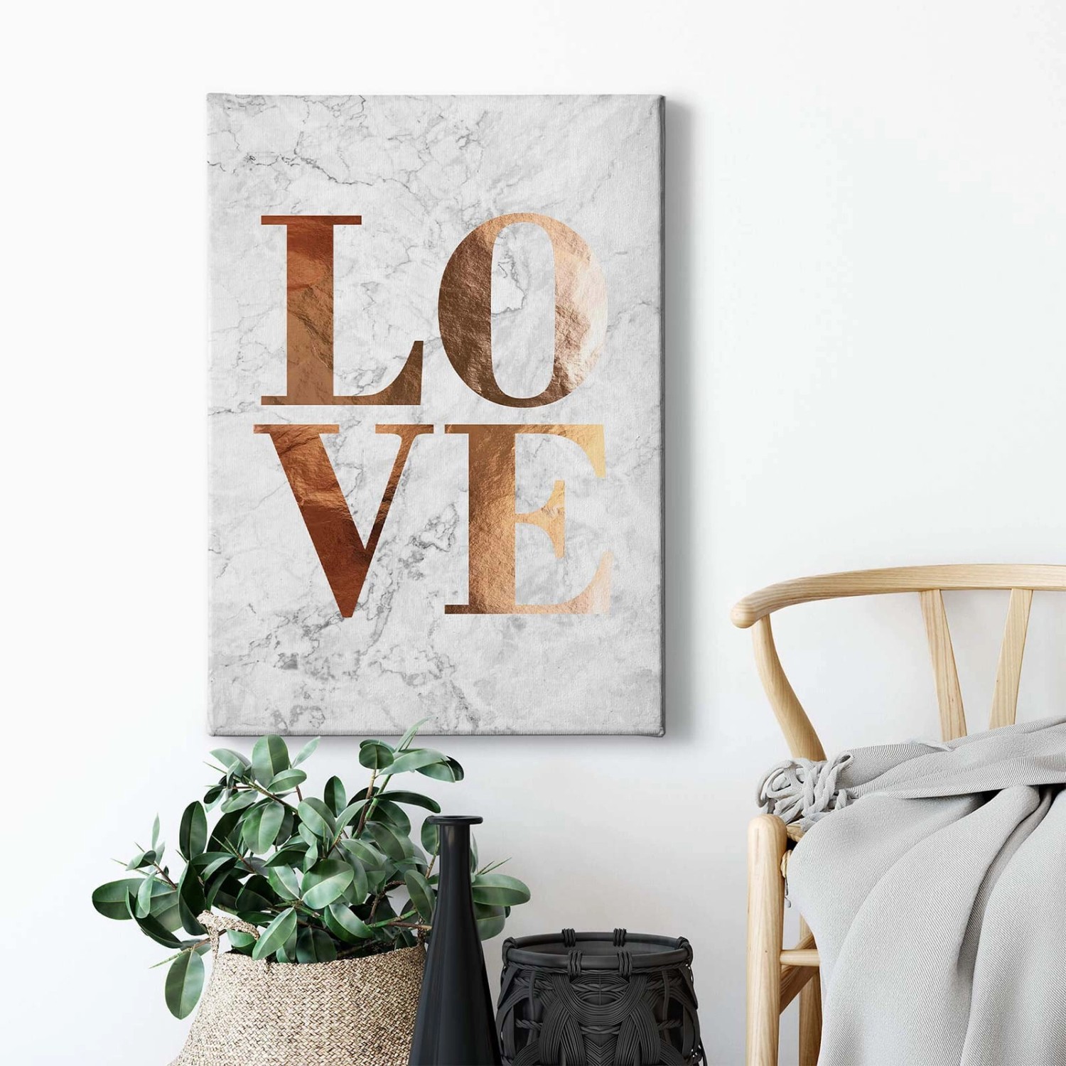 Bricoflor Love Wandbild Mit Gold Leinwand Bild In Marmor Optik Ideal Für Sc günstig online kaufen