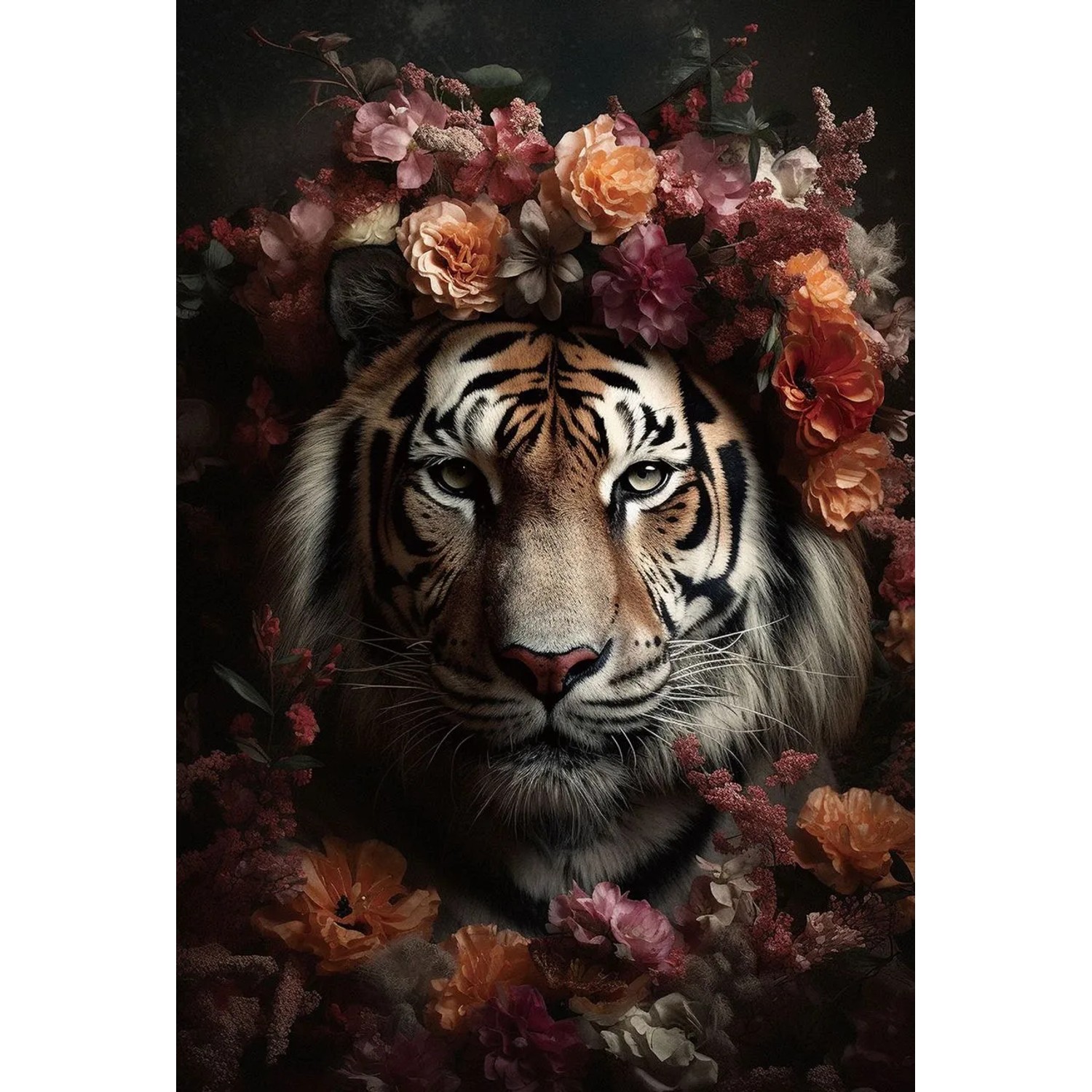Art Universe Glasbilder Tiger Fowers 60 x 90 cm