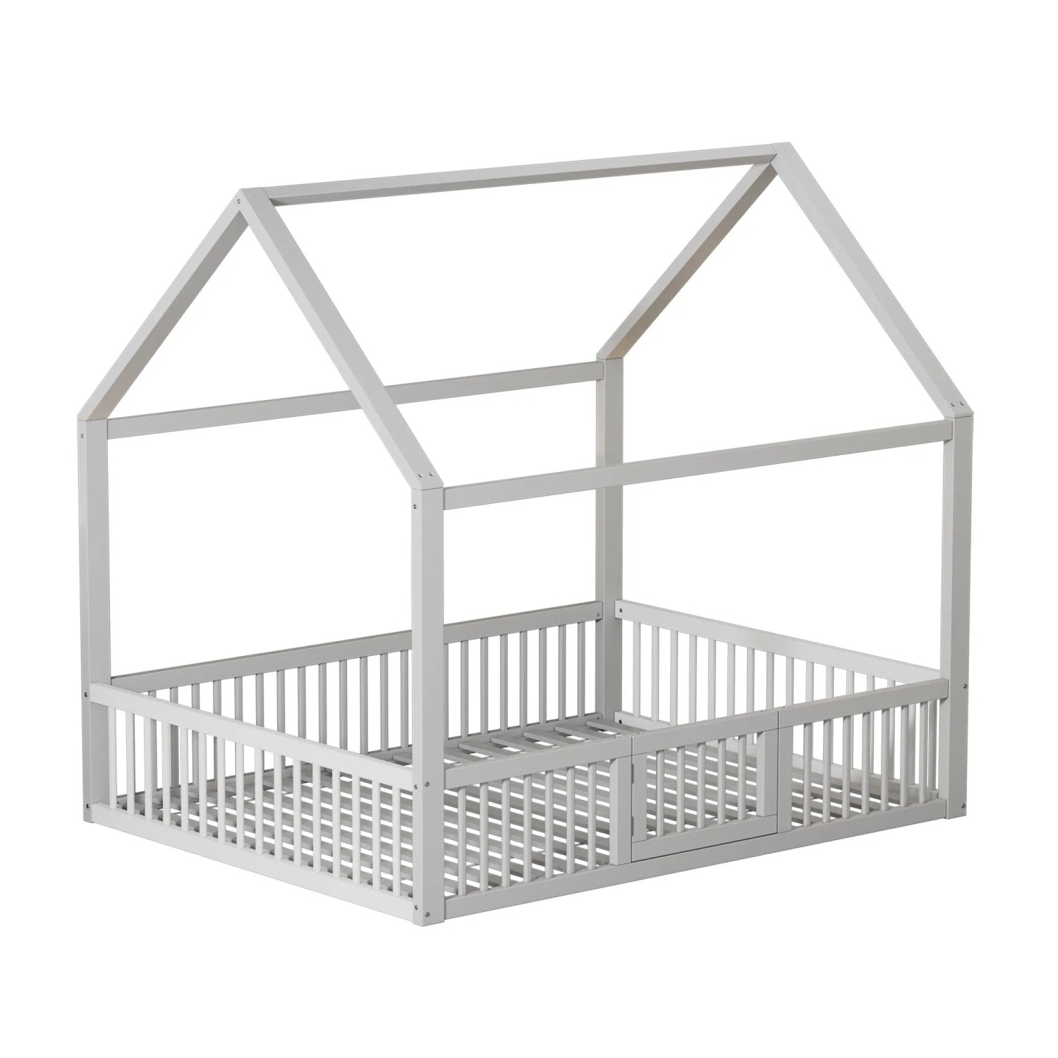 okwish Hausbett 140x200cm mit Türchen Kinderzimmer Weiß ohne Matratze