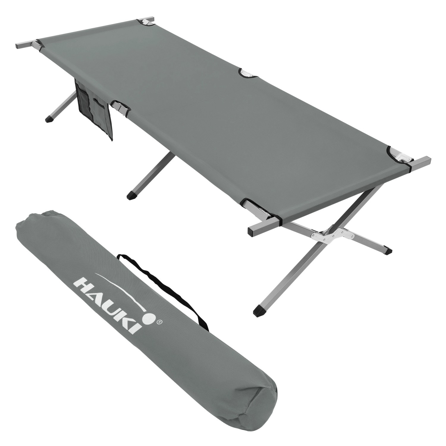 Hauki Campingbett Klappbar Grau 210x83x46 cm XL Feldbett mit Tragetasche günstig online kaufen
