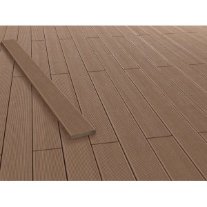 Geriffelte Thermoholz Esche Terrassendiele, braun, 2,1x14,5x210 cm.