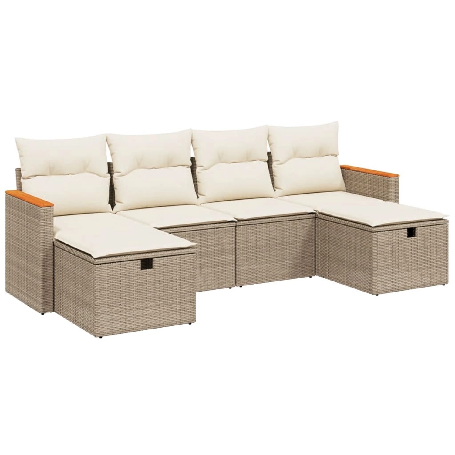 vidaXL 6-Tlg Garten-Sofagarnitur mit Kissen Beige Poly Rattan 3265342 günstig online kaufen