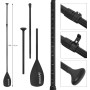 Makani SUP Paddel, schwarz-rot, verstellbar von 166-212 cm, mit Details zu Verschluss und Griff.