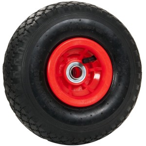 Pro-Bau-Tec Ersatzrad für Sackkarre, 260x85mm, Luftreifen auf roter Kunststofffelge.