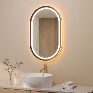 Aquabatos LED Badspiegel mit Spiegelheizung 50 x 80 cm Oval Spiegel mit Beleuchtung Dimmbar Touchschalter Aluminirahmen Badezimmerspiegel Lichtspiegel