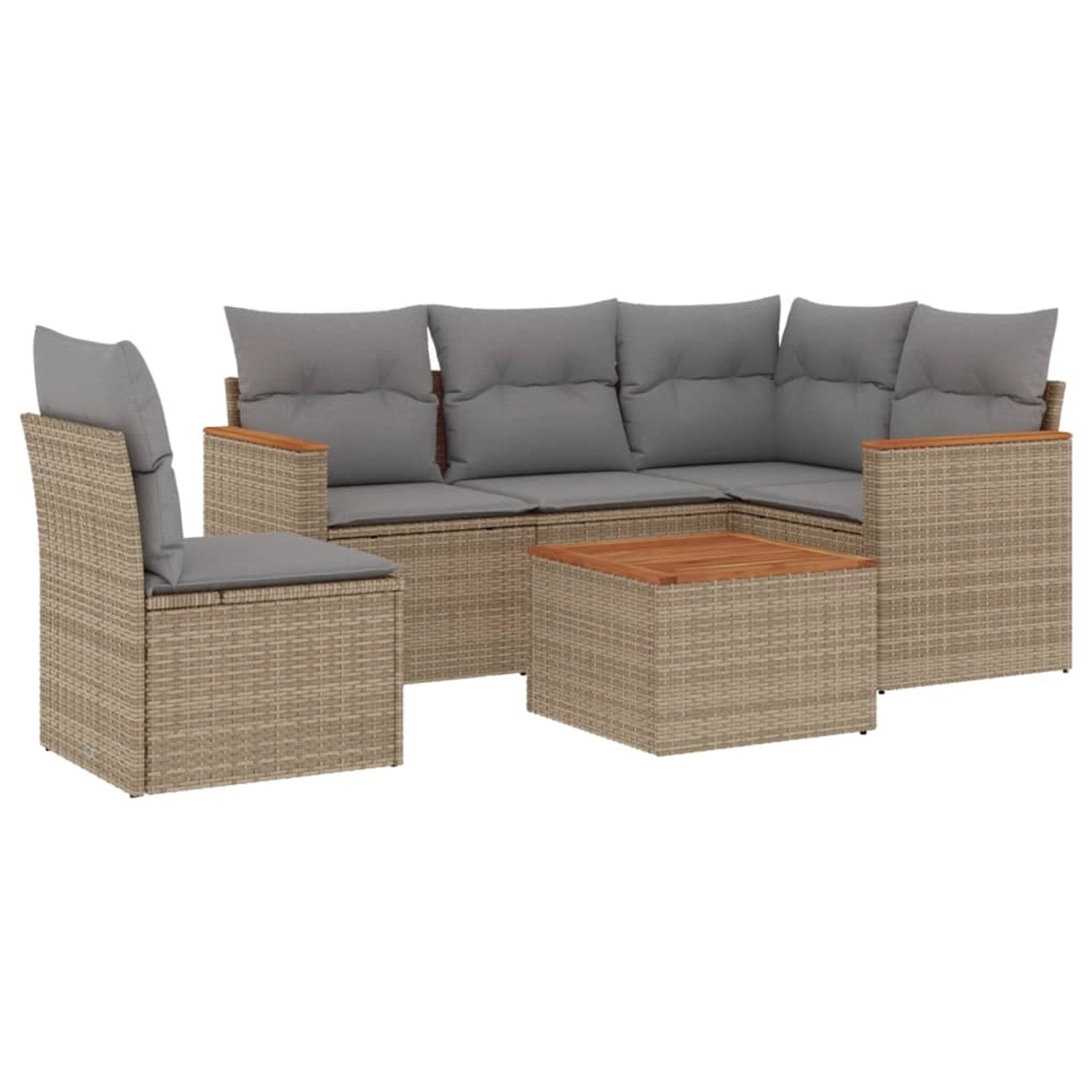 vidaXL 6-Tlg Garten-Sofagarnitur mit Kissen Beige Poly Rattan 3225982 günstig online kaufen