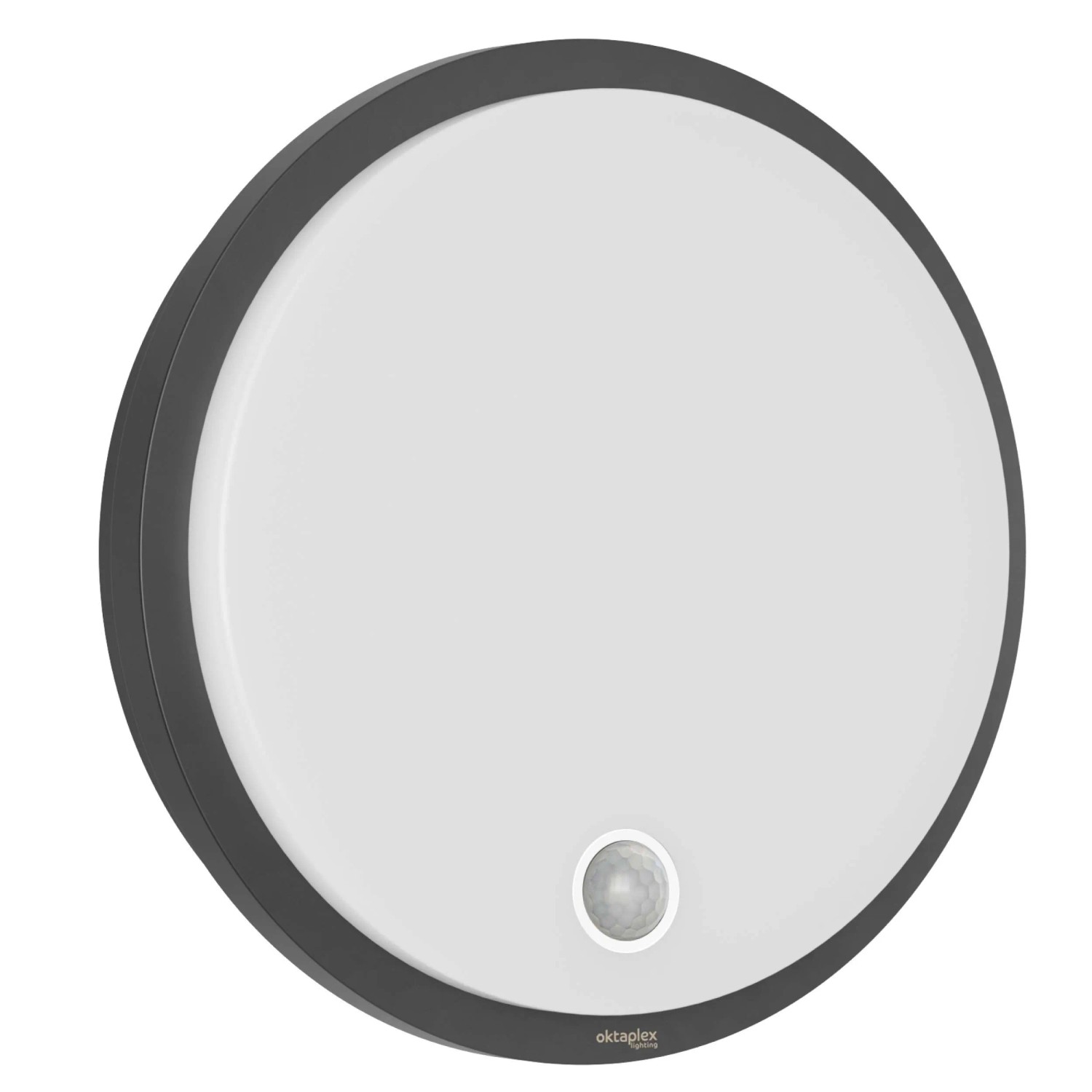 Oktaplex Plato Motion Runde Außenwandleuchte mit Bewegungsmelder Infrarot 140° LED 10,5W 3000K Warmweiß IP65 Anthrazit