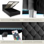 Tectake Polsterbett Sedona In Samtoptik Mit Steppmuster Indirekte Led Beleuchtung An Den Seiten 120 x 200 cm 215 x 129 x 83 cm Samtoptik Schwarz_5